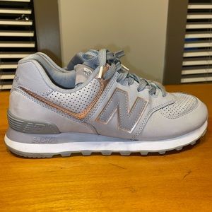 New Balance 574 Gray and Rose Gold